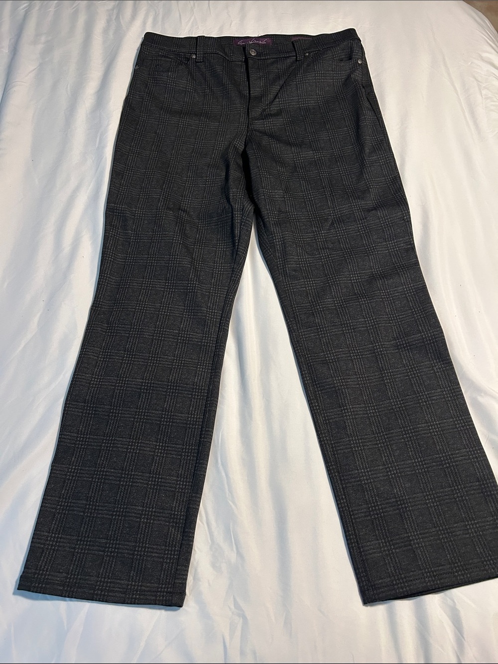Gloria Vanderbilt Dark Gray Plaid Dress Pants
